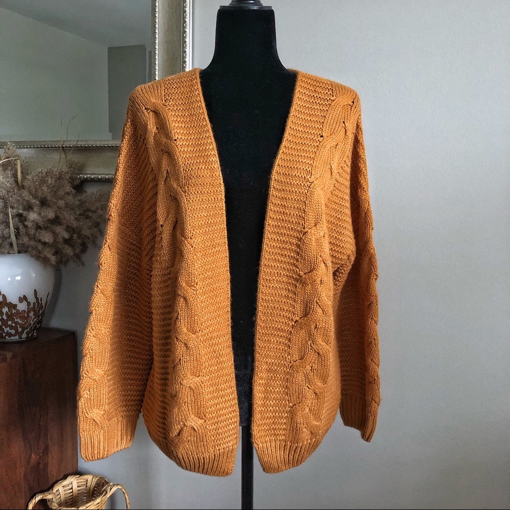 Mustard Yellow Knit Boho Cardigan